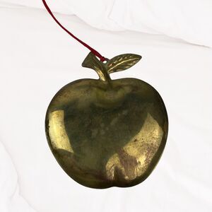 VTG Department 56 Brass Apple Christmas Holiday Ornament Gold Color Teacher Gift